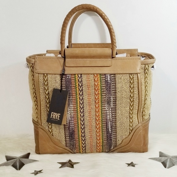 Frye Handbags - Frye Riviana tote multi rainbow tapestry tan large